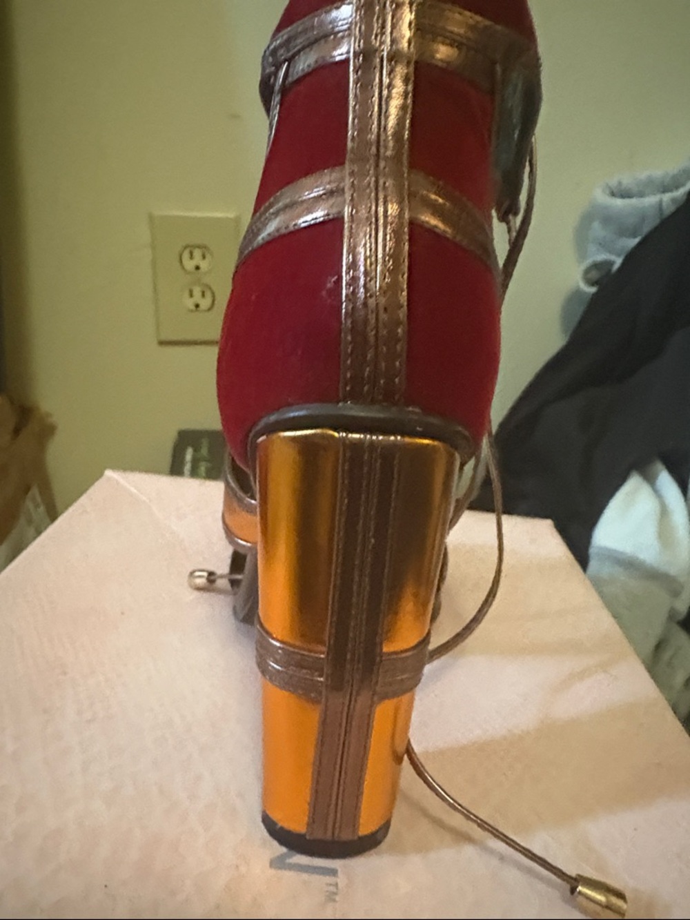 Cape Robbin Red and Gold Metallic Strappy High Heel Sandals - Picture 3 of 5